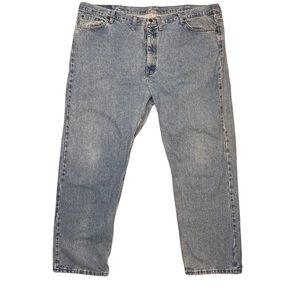 Wrangler Jeans Mens 48X31 Relaxed Fit Straight Leg Light Wash Blue Denim Cotton